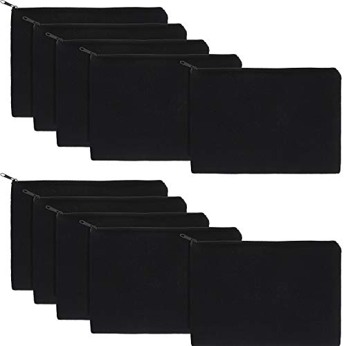 10 Pieces Cosmetic Bag Multipurpose Makeup Bag with Zipper Cotton Canvas Bag Travel Toiletry Pouch DIY Craft Bag Pencil Bag (L, Black) 1 10 Pieces Cosmetic Bag Multipurpose Makeup Bag with Zipper Cotton Canvas Bag Travel Toiletry Pouch DIY Craft Bag Pencil Bag (L, Black)