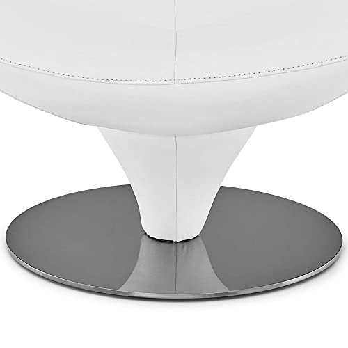 Zuri Furniture Modern Mora Swivel Lounge Chair White Italian Top Grain Leather with Black