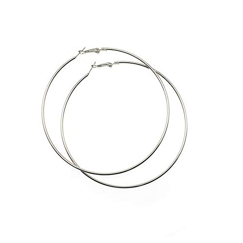 80mm Large Basketball Hula Hoop Earrings for Women Men - Big Thin Hoop Earrings (Silver, 80)