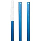 U.S. Pool Supply Professional 12 Foot Blue Anodized Aluminum Telescopic Swimming Pool Pole, Adjustable 3 Piece Expandable Step-Up - Attach Connect Skimmer Nets, Rakes, Brushes, Vacuum Heads with Hoses