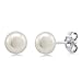 Set of 3 Cultured Freshwater Pearl Button Stud Earrings (6MM 8MM and 10MM White)
