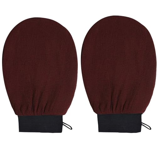 Exfoliating Mitt Exfoliating Glove Scrubbing Mitt Deep Exfoliating Mitts Exfoliator Gloves Remover Cleansing Gloves for Bath Shower Spa Brush Brown x2Pack