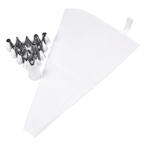 STORE-HOMER - 16PCS/Set Silicone Kitchen Accessories Icing Piping Cream Pastry Bag +14 Stainless Steel Nozzle Set DIY Cake Decorating Tips