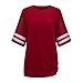 Moilant Women Summer Casual Short Sleeve Tunics Striped T-Shirt O-Neck Shirts Tops Blouse Redthumb 4