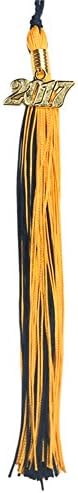 GraduationRoyal Two-Colored Graduation Tassel (9-inch) with Gold 2017 Year Charm (Navy&amp;Gold)