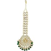Aheli Faux Kundan Beaded Maang Tikka Head Piece Indian Wedding Ethnic Fashion Jewelry Gift for Women Green