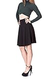 Simple Stretch A-line Flared Knee Length Skirt (M, Knee Black)