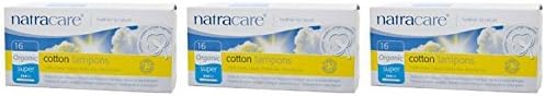 (3 Pack) Natracare Organic Applicator Tampons Super with Biodegrable Card Applicator, 16 Tampons (Pack of 3)