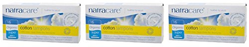 (3 Pack) Natracare Organic Applicator Tampons Super with Biodegrable Card Applicator | 16 Count x 3 (48 Tampons)