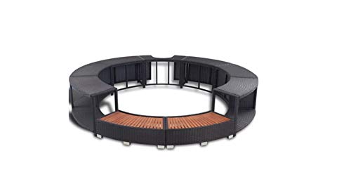 Spa-Rahmen aus geflochtenem Kunstharz mit Trittbrett aus Holz und Aufbewahrungsregal für Haus, Hotel, Garten, Pool… – Bild 5