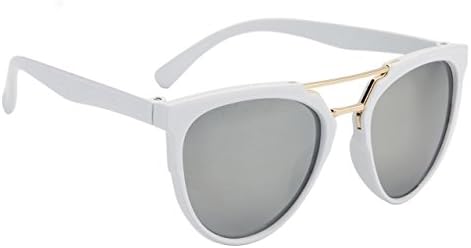 Girls Kids Retro 70s Fashionable Look Cat Eye Sunglasses Ages 5-12 (White)