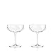 Viski Faceted Coupe Glasses set of 2, Champagne, Martini, Wine, Crystal Cocktail Glasses for Bar, Drinking Glass Set of 2, 7oz
