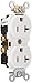Leviton CR020-W 20-Amp, 125 Volt, Slim Body Duplex Receptacle, Straight Blade, Commercial Grade, Self Grounding, White primary