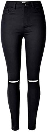Betusline Women's Skinny Knee Ripped Hole Denim Jeans Denim Trousers Pants