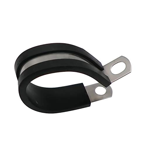 1.5" Cable Clamp Stainless Steel Insulated Rubber Cushioned - Cable Clamp, Pipe Clamp, Hose Clip, Line Clamp and Wire Clamp (12 Pack)