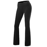 Women's Solid Cotton Spandex Boot Cut High Waisted Flare Yoga Pants Workout Casual Trousers Comfortable Flared Leggings Black XL