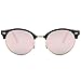 SOJOS Classic Clubround Shades Semi-Rimless Unisex Sunglasses with Metal Rivet SJ2031 with Black Frame/Pink Mirrored Lens