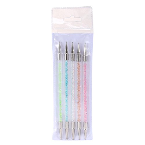 Sunsee 5PCS 2WayCrystal Dotting Manicure Tools Painting Dot Pen Nail Art Paint Set (B) - Thumbnail 2