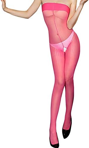 MILIAN Women's Crotchless Body Stocking - Off Shoulder Sheer Open Crotch Bodysuit