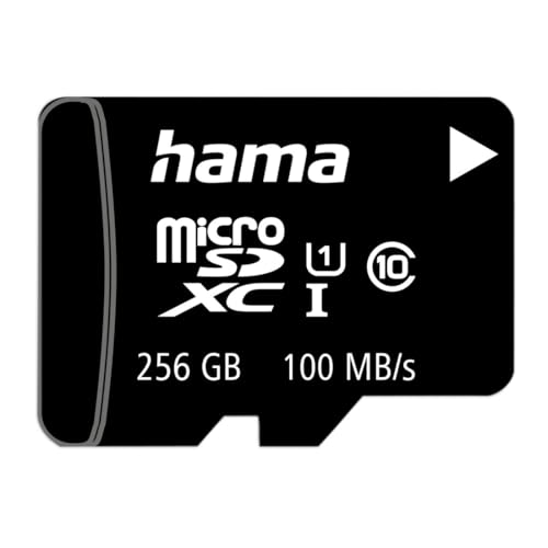 Hama Carte Micro SDXC Classe 10 - Micro SD 256 Go, Vitesse jusqu'à 80 Mo/s, Carte Mémoire Compatible 10UHS-I, avec Adaptateur SD, pour Ordinateur/Appareil Photo/Smartphone - Noir