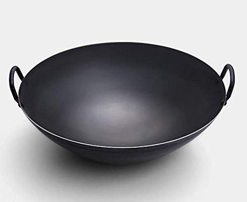 Pre-Seasoned Cast Iron Wok with Loop Handles,36cm