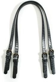 byhands Genuine Leather Purse Handles/Bag Strap, Crocodile Pattern, Black, 28" (30-5505)