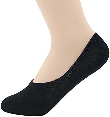 Women's 1 to 5 Pack No Show Socks Thin Casual No Show Cotton Socks Non Slip Flat Low Cut Boat Line 1 Pair Black Shoe Size 5-8 (Sock Size 8.5"-9.5")
