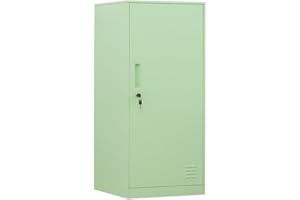 DAYTOYS 1 Door Metal Vertical Storage Locker for Kids Bedroom, Children Room, School, Office, Home,Stackable Steel Storage Cabinet for Toys, Clothes & Sports Equipment,Anti-Tilting Device (Green)