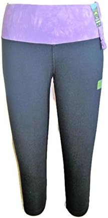 Earth Yoga Capri Pants Sustainable Organic Clothing (Large, Black with African Violet)