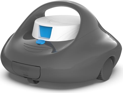 BRINBO Robot Pool Cleaner, Powerful Cleaning of 130 Minutes, Quick Charge in 2.5 Hours, Double Traction Motor, Ideal for Flat Bottom Pools up to 80 m² (White and Black)