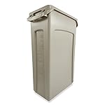 Rubbermaid Commercial 354060BG Slim Jim Receptacle w/Venting Channels, Rectangular, Plastic, 23gal, Beige