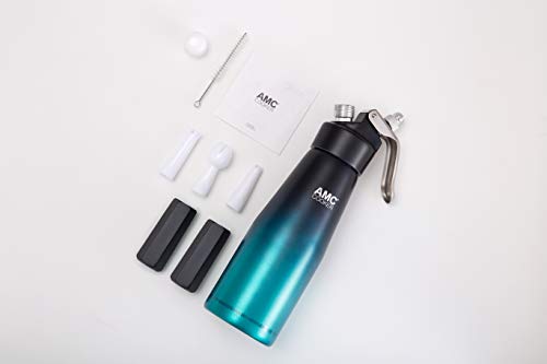 Professional Cream Whipper Maker,Aluminum Whipped Cream Dispenser & 2 Charger Holders with 3 Decorating Nnozzles leak proof - use 8 Gram N2O Cream Chargers,1 Pint, 500ml(Not Included)