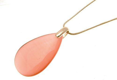 Bling and Buy Fashion necklace silver coloured metal chain with pink bead pendant - 12415