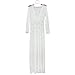 Wispun Women Sexy Deep-V Long Sleeve Lace Maxi Dresses See-through Mullet Dress (XXL, White)