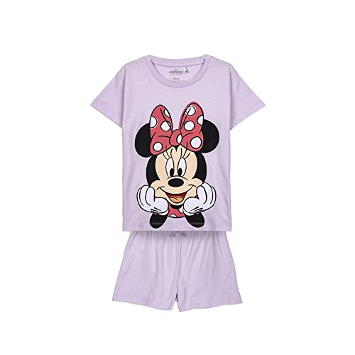 Pijama de Verano de Minnie Mouse para Niña - Color Lila - Talla 6 Años - Pijama Corto Fabricado en Algodón 100% - Estampado de Minnie Mouse - Producto Original Diseñado en España