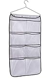 Misslo Durable Hanging Closet Double Sided Bra Stocking Clothes Socks Organizer with Large Mesh Pockets (15 Large Pockets, White)