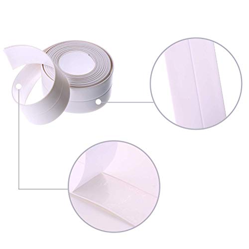FOCCTS 2pack Bathtub Caulk Strip 1-1/2" x 11' - Almond White Self Adhesive Waterproof PE Caulking Tape for Bathroom Shower Bath Tub Toilet Wall Window Kitchen Sink Sealing