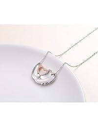 Pendientes de plata de ley 925 con diseño de perezoso de animales, para mujeres y niñas, plata de ley, US_JWEY_B07K1SFFDD