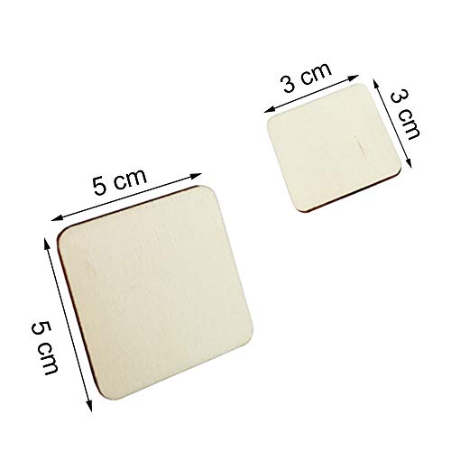 Sweieoni Holzscheiben 150 Stück Holz Quadrate Scheiben Baumscheiben Holzplättchen Holz-Quadrate Holzplättchen zum… – Bild 3