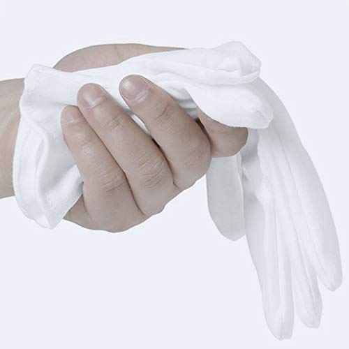 6 Pairs White Cotton Gloves for Dry Hands, SPA Gloves Inspection Gloves