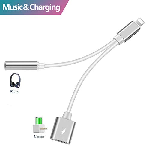 Headphone Jack Audio adapter to 3.5mm Cable Compatible for iPhone X/Xs iPhone 7/7plus 2 in 1 AUX Splitter Power adaptor for [music+Charge+Wire control] for iPhone 8 Dongle Support for iOS 12 or higher