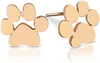 LUCINE Fashion Cute Animal Cat Dog Paw Ram's Horn Stud Earrings for Teen Girls Womens Birthday Gifts Golden