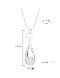 welbijoux - Collar largo con colgante de gota de agua para mujer, collar de cadena de plata bohemia con caja de regalo