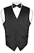Men's Dress Vest BOWTie BLACK Color Bow Tie Set for Suit or Tuxedo