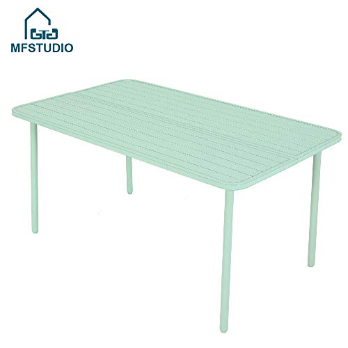 MFSTUDIO 59" x 35"x28" Outdoor Dining Slat Table Rectangle Patio Bistro