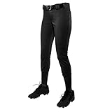 CHAMPRO Youth Tournament Traditional Low-Rise Polyester Softball Pant, Small, Black