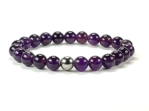 ZILALI Crystal Gemstone Beaded Bracelet, Natural 8mm Stone Bracelet for Women or Men Reiki Chakra Crystal Healing Bracelet for Gift Natural Brazilian Amethyst AAAA Quality