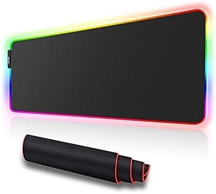 LUXCOMS RGB Soft Gaming Mouse Pad Large, Oversized Glowing Led Extended Mousepad ，Non-Slip Rubber Base Computer Keyboard Pad Mat，31.5X 11.8in