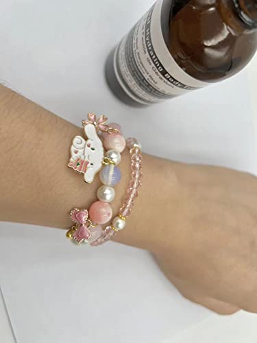 INENIMARTJ Matching Bracelets Set Crystal Beads Bracelet Cute Cartoon Elastic Beaded Pearl Bracelets Jewelry for Women Bff Friendship