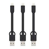 Lightning to USB Cable, Short Iphone Lightning Charger Cable Cord PowerLine Keychain- 4 Inches for IPhone 8 7 Plus, IPhone 6s / 6 s Plus, IPhones SE, IPad , IPod Touch, IPod (3 Packs) (Black)